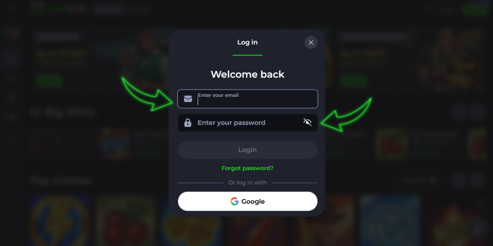 enter your username and password